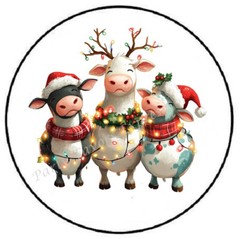 CHRISTMAS COWS WITH CHRISTMAS LIGHTS ENVELOPE SEALS LABELS STICKERS PARTY FAVORS