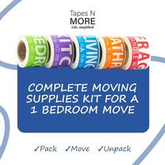 Home Moving Labels – 50 Each for Kitchen, Bathroom, Bedroom, Living Room – Easy