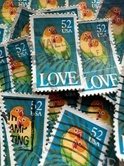 LOVE & HEARTS Vintage Bundles Used Stamps – 25 / packet – choose your favorite