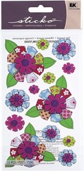 Sticko 3-D stickers PATTERNED FLOWERS Fabric Theme 97969 Fast FREE Ship! WOW!