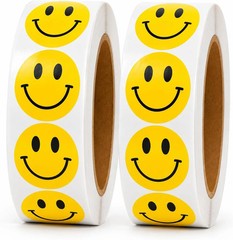 1000 PCS Happy Smile Face Reward Stickers for Kids – 1 Inch Round Yellow Smiley
