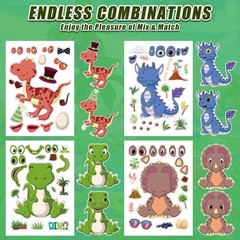 Cosomia 42 Sheets Create Funny Dinosaur Stickers, Make a Face Stickers for Bo…