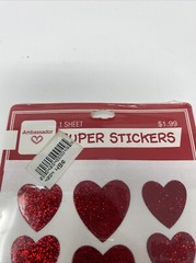 Rare Vtg Ambassador Glitter Super Stickers Hearts