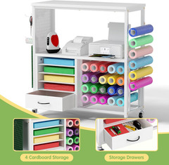 Craft Storage Cart, Vinyl Roll Holder, Compatible with Cricut Cutting Machines