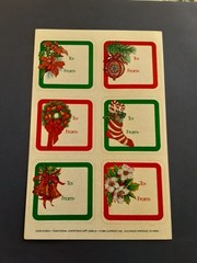 vintage 80’s Current Christams to from labels sticker sheet *damaged*