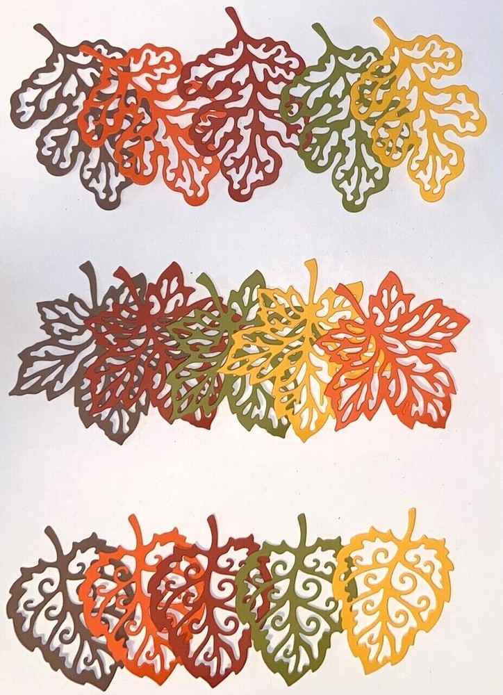 15 FILIGREE FALL LEAVES cardstock paper die cut embellishments ..