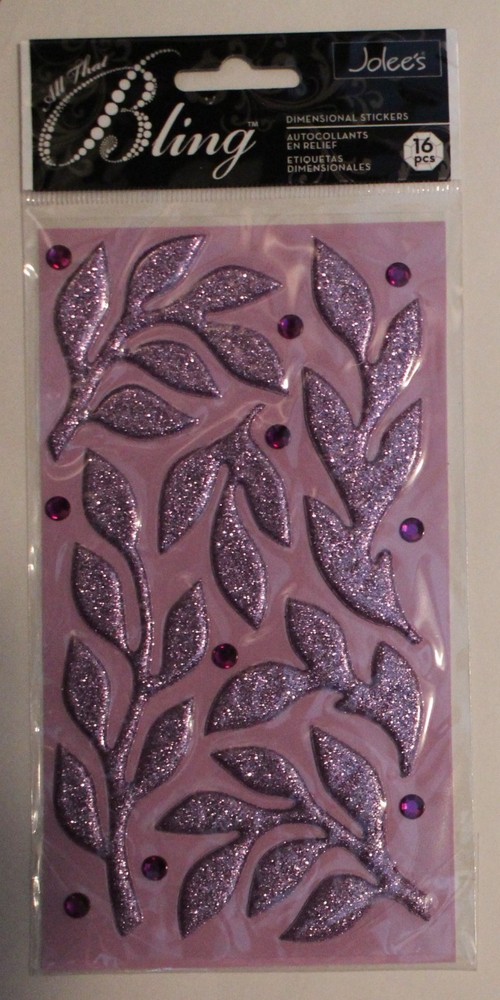 New Jolees Scrapbook stickers Bling Flourish Pink Leaf Vine Rhinestone
