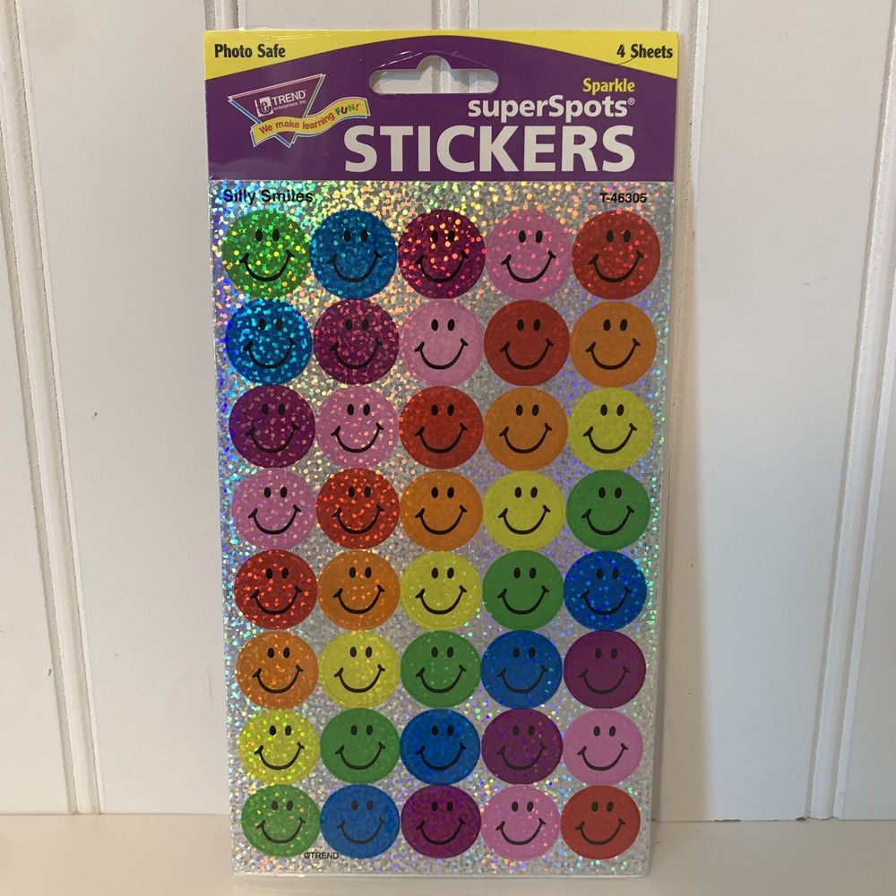 Vintage Trend Enterprises Sparkle Super Spots Stickers Silly Smiles New Sealed