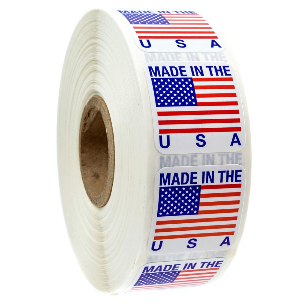 1×1 USA Stickers – 1000 Pack American Made Labels for Small Business Packaging