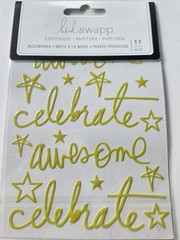 Heidi Swapp Stationery Epoxy Sticker Buzz Words – Celebrate – Lime Green 17pcs