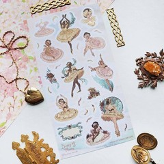 STICKII Ballet Beauty Sticker Sheet – Gold Foil Ballerina Planner Stickers
