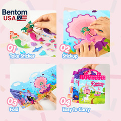 3 Sets Dress-Up Reusable Sticker Book for Toddlers, 3D Sticker Book for Kids 3 4