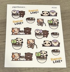 NEW PaperKumaCo “Ramen Love” Sticker Sheet Paper Kuma Co PKC Stickers