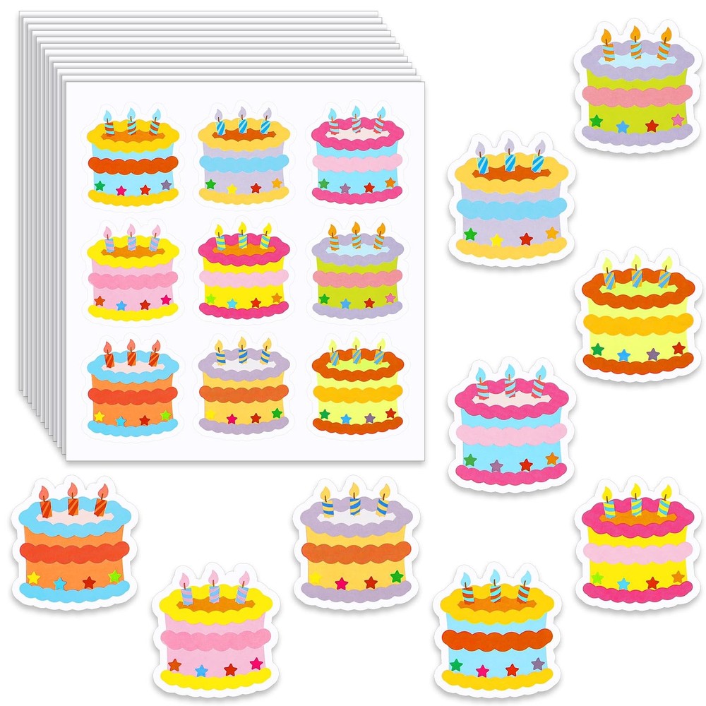 108 Pcs Assorted Cake Stickers Adhesive Colorful Creative Happy Cake Bakery S…