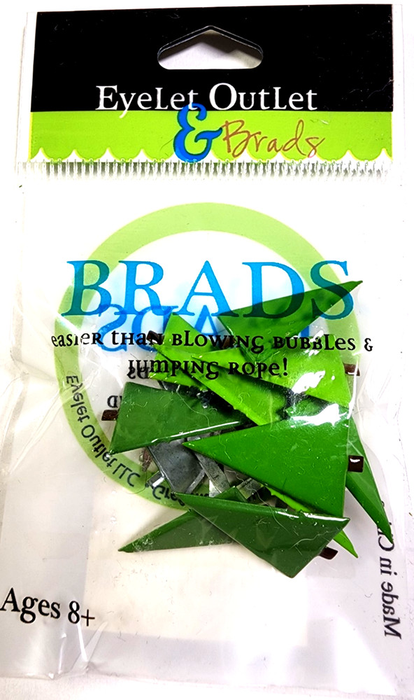 Eyelet Outlet Christmas Tree Brads Green Metal Split Pins Scrapbooking Card 12pc