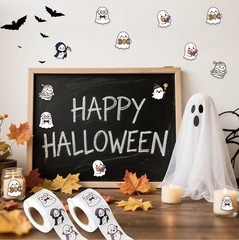 1,000 Piece Halloween Ghost Sticker Roll 8 Styles Self Adhesive Stickers