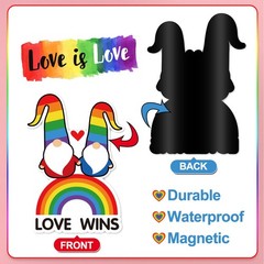 Whaline 12Pcs Rainbow Magnetic Stickers Love is Small to Medium, Multi Color