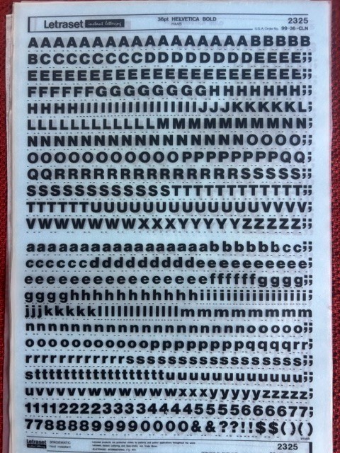 4 Letraset INSTANT LETTERING Transfer Letters 36pt HELVETICA BOLD NICE 7