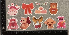 Lot of 10 Assorted Love Bear Swan Gnome Dog Valentine Stickers