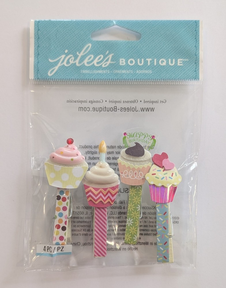 Jolee’s Birthday Cupcake Clips Scrapbooking Craft Embellishments