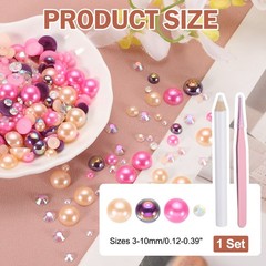 60g Half Pearl Rhinestones, Rose Red Series