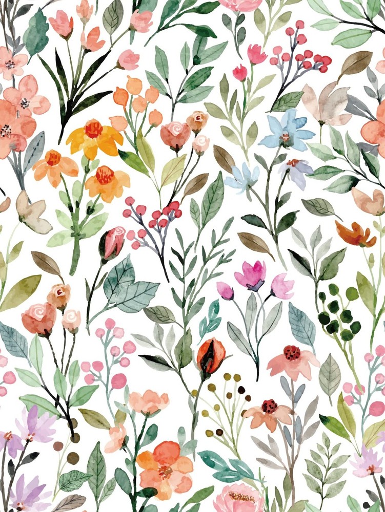 Floral Peel & Stick Wallpaper – Renter Friendly, Pink Vintage, Watercolor Wal…