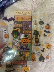 Happy Halloween Scrapbook Stickers Card Stock 2008 Made In USA Lot 3 Sheets