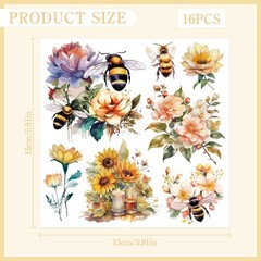 Insect Birds Rub on Transfer for Crafts: 16 Pcs Cute Animals
