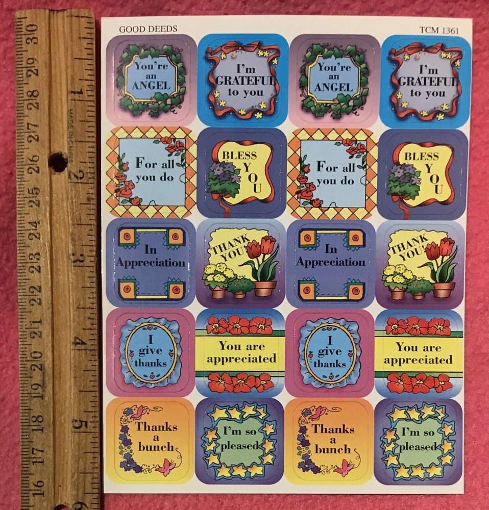 VINTAGE GOOD DEEDS Teacher Created Materials Reward Stickers 1 SHEET NEW thanks