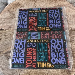 NOS 80s Vintage American Greetings Colorful Over The Hill Wrapping Paper Sheet