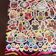Lisa Frank Sticker Sheet Dolphins, Kittens Girl Power Birthday Unicorn Rainbow
