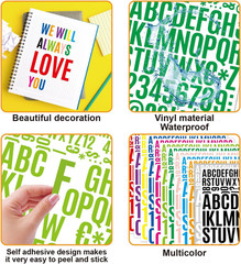 10 Sheets 1320 Alphabet Stickers Letter Sticker Vinyl Self-Adhesive Number Vinyl
