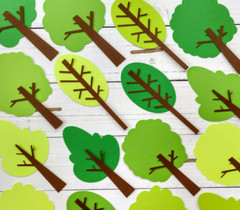 Shades of Green Tree Die Cuts for Bulletin Boards, Scrapbooks & More, Set of 16