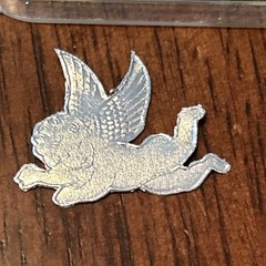 Vintage Silver Foil Embossed Angel Cherub Die Cut Stickers RARE