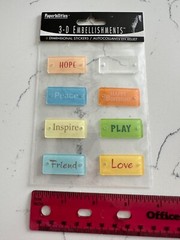 Paperbilities 3-D Embellishments 8 Dimensional Stickers Hope Inspire Play Love