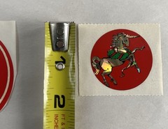 Vintage Christmas Stickers Unicorn Prism Mod 80s Wreath Green & Red Set of 2