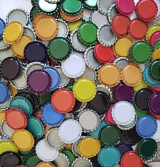 100 FLATTENED Colored Beer Bottle Caps Craft Crown Flat Colors Red Blue Pink