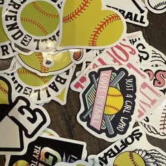 ASST SOFTBALL STICKERS GIRLS BIG LOT