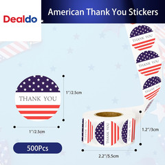 American Thank You Stickers, 500PCS American Flag Stickers, 1 Inch round Thank Y