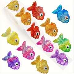 500 pcs Sticker Seals Roll Glitter Foil Holographic Fish Self Adhesive NEW