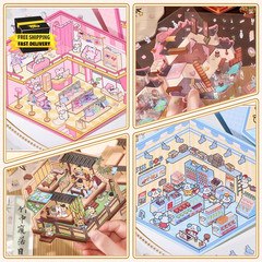 3D Sticker Scene 8PCS Mini Scene Stickers for Adults 3D Stickers Scene Set Cute