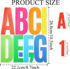 18 Sheets Letter Number Stickers, 5 Inch Self-Adhesive Vinyl Alphabet Punctuatio