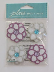 RARE Jolee’s Felt Christmas Purple Silver & White Flowers Scrapbooking Stickers