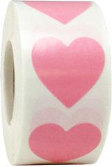 Heart Stickers | 1″ Inch Wide Labels – 500 Pack | Pick One Color