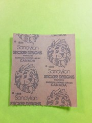 vintage 80’s Sandylion fuzzy brown backing pandas sticker module