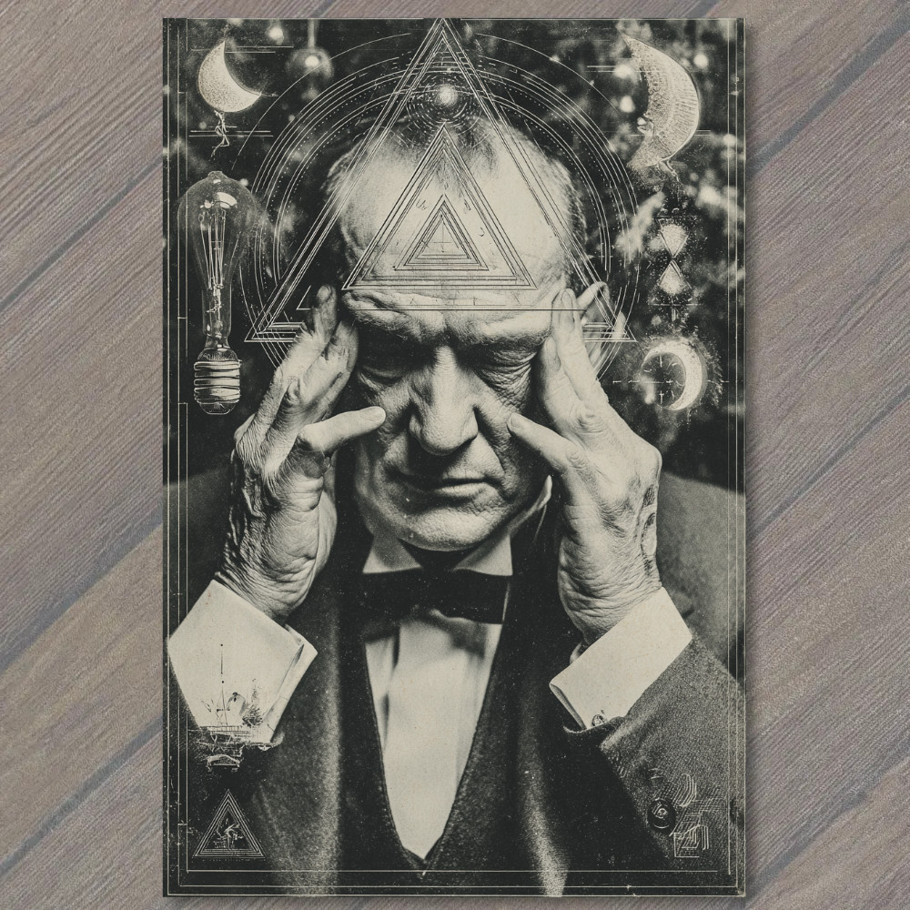 STICKER Mystic Thinker Geometric Triangles Esoteric Symbols Surreal Mind Power