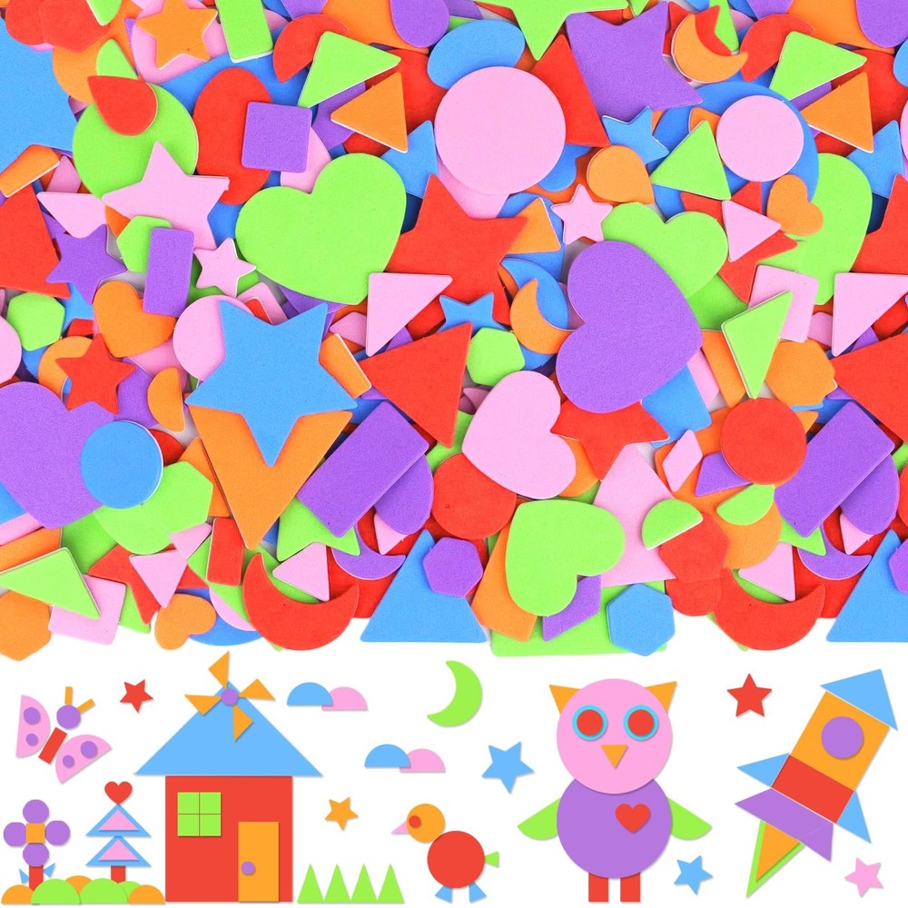 1740Pcs Foam Stickers Colorful Foam Shapes Stickers with Star Moon Heart Self…