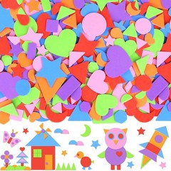 1740Pcs Foam Stickers Colorful Foam Shapes Stickers with Star Moon Heart Self…