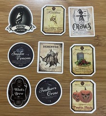 WATERPROOF GOTHIC HALLOWEEN CRAFT STICKERS – RANDOM LOT OF 9