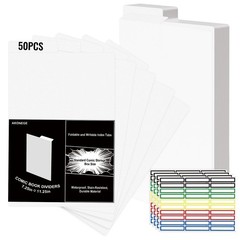 AKONEGE 50 Pack Comic Book Dividers with Tab and 4 11.25″ x 7.25″, White